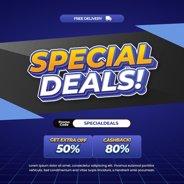 Día especial de compras Concesiones de descuento con insignia de gradiente azul marino Vector de etiqueta de bandera