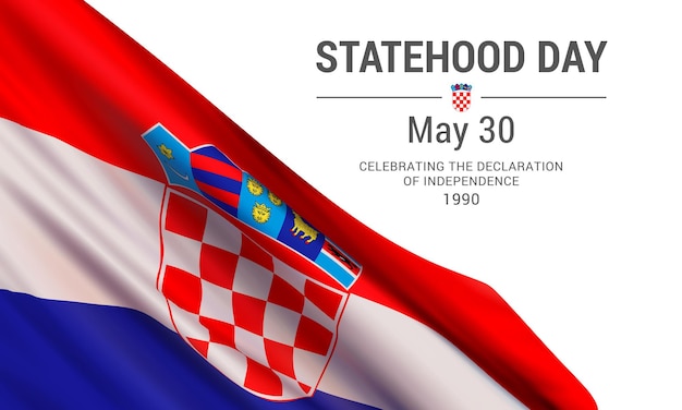 Día de la Estado de Croacia 30 de mayo plantilla de diseño de bandera vectorial con bandera de Croacias
