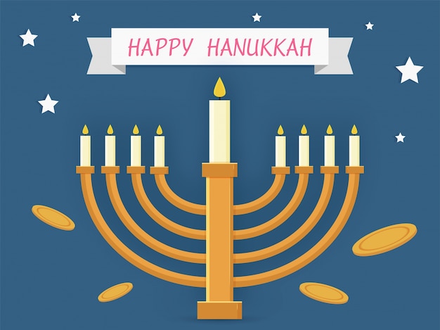 Día de fiesta judío hanukkah con menorah (candelabros tradicionales) concepto de celebración.
