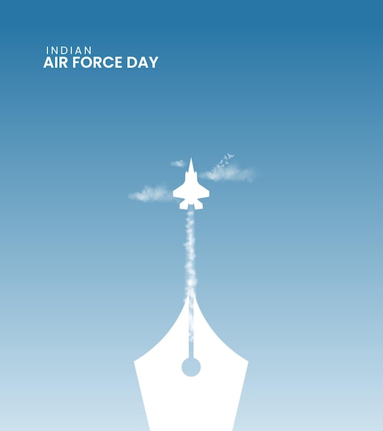 Vector día de la fuerza aérea de la india día de la fuerza aérea jet de combate creativo con pájaro volador diseño del día de la fuerza aéreo