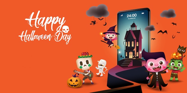 Día de Halloween en teléfono móvil