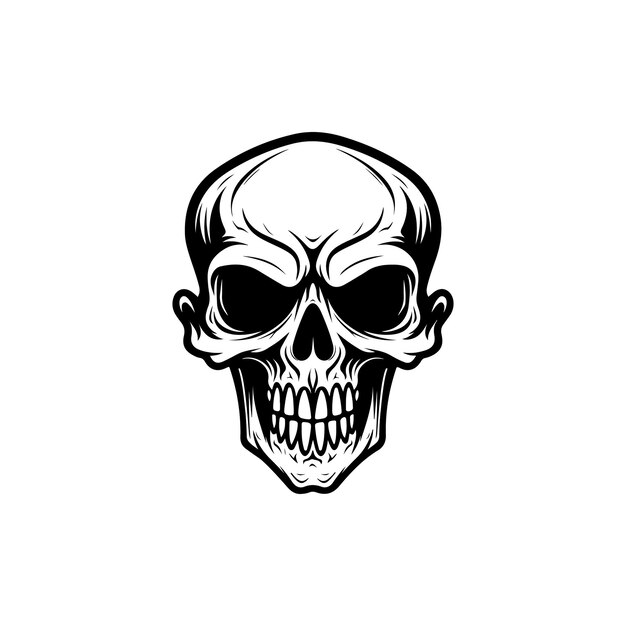 El día de Halloween vector negro nd blanco diablo sonrisa cráneo cráneo vector cráneo logotipo idea cráneo ilustración