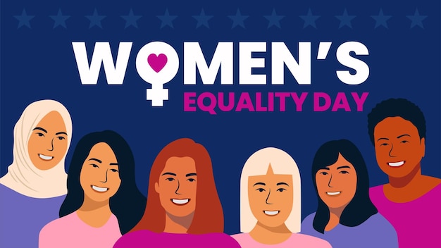 Día de la Igualdad de las Mujeres Mujeres de diferentes etnias están una al lado de la otra