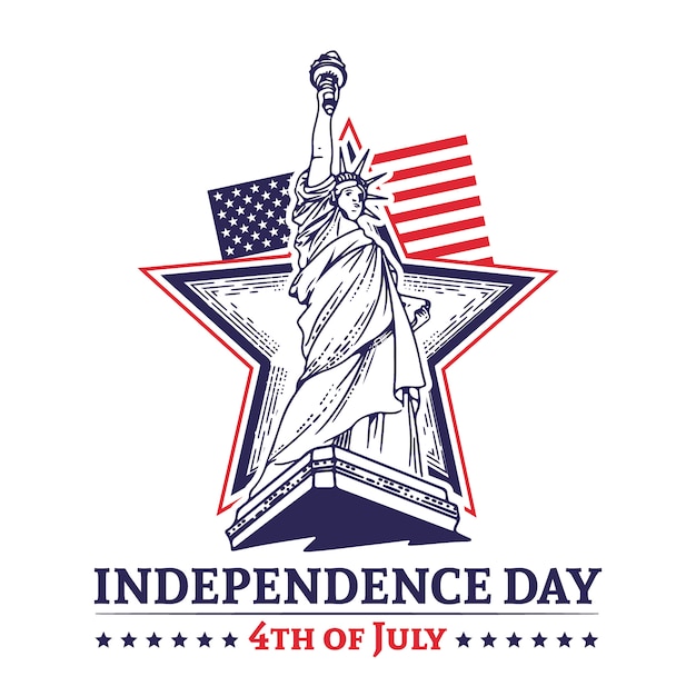 Día de la Independencia 4 de julio Handrawn with Star