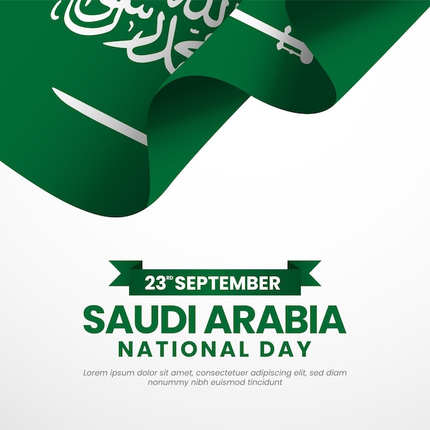 El día de la independencia de Arabia Saudita ondeando la bandera con el fondo de copyspace