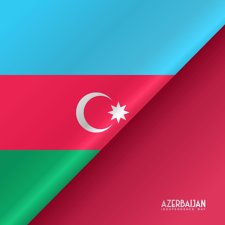 Vector día de la independencia de azerbaiyán con diseño de plantilla de la bandera de azerbaiján plegada