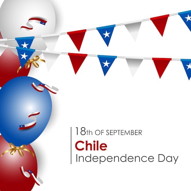 Día de la Independencia de Chile Símbolos de estado vectorial realista bandera cintas y banderas