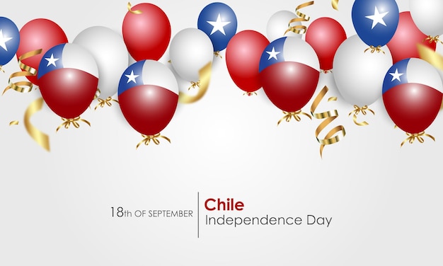 Vector día de la independencia de chile símbolos de estado vectorial realista bandera cintas y banderas