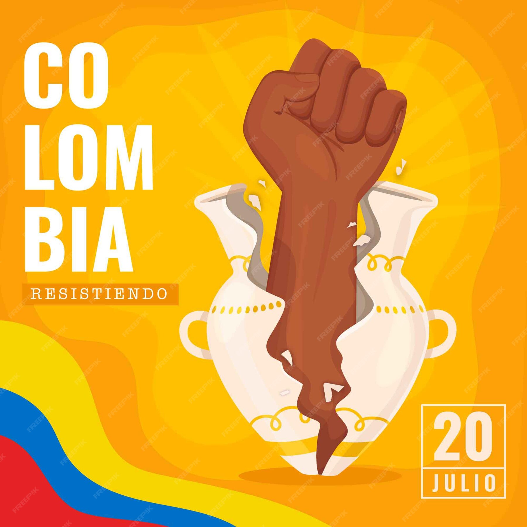 Día de la independencia de colombia flat Vector Premium