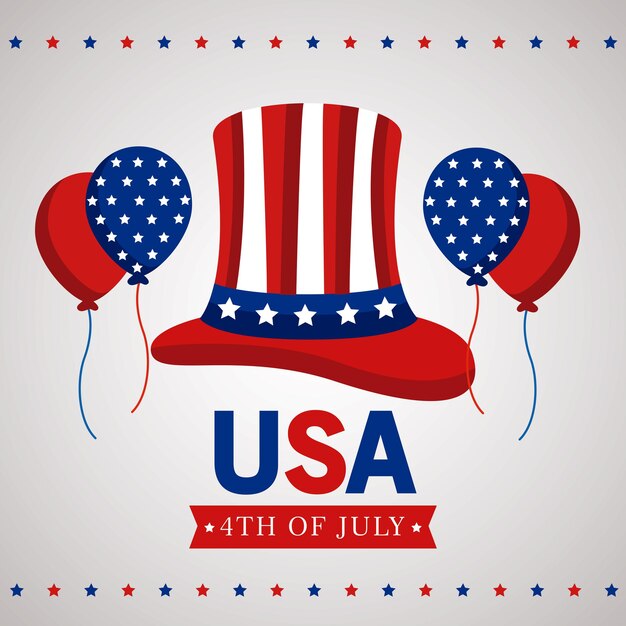 Día de la independencia de estados unidos con sombrero de copa