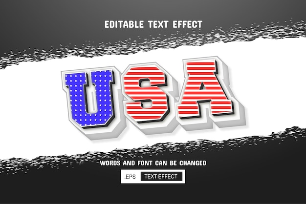Día de la Independencia de los Estados Unidos texto editable efecto de texto 3D
