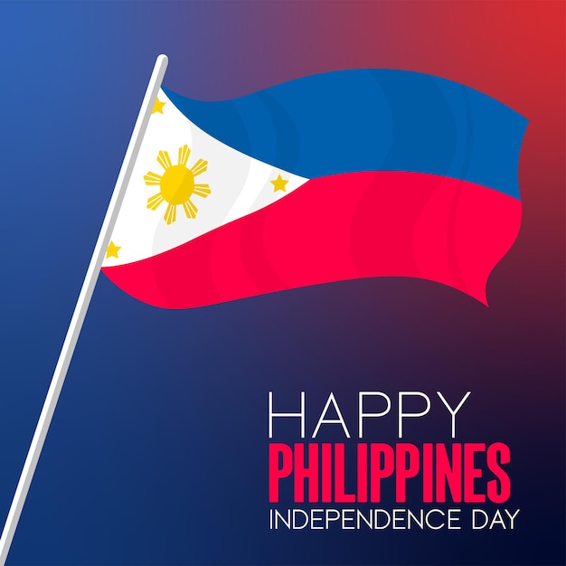 Vector día de la independencia de filipinas ilustración vectorial dibujado a mano creativo con bandera