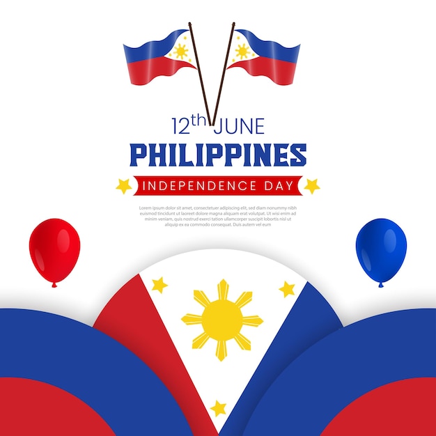Día de la independencia de filipinas que desea el archivo vectorial de diseño de publicación