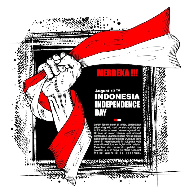 Día de la independencia de indonesia 17 de agosto cartel vector