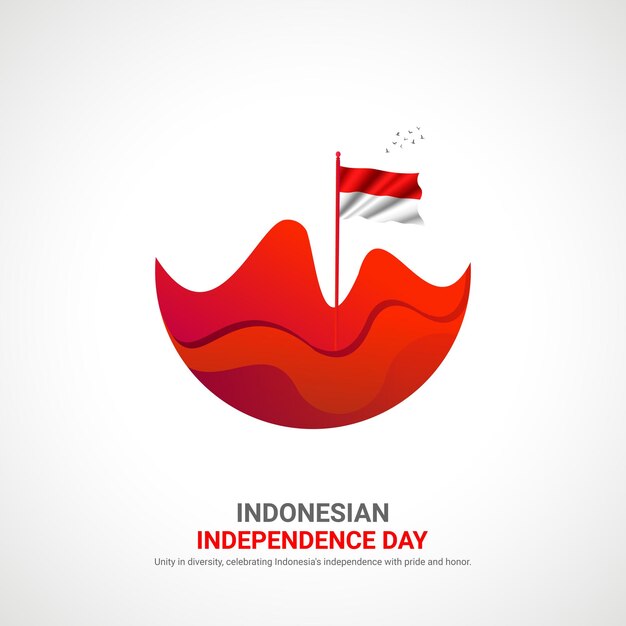 Día de la Independencia de Indonesia: anuncios creativos, diseño vectorial e ilustración en 3D