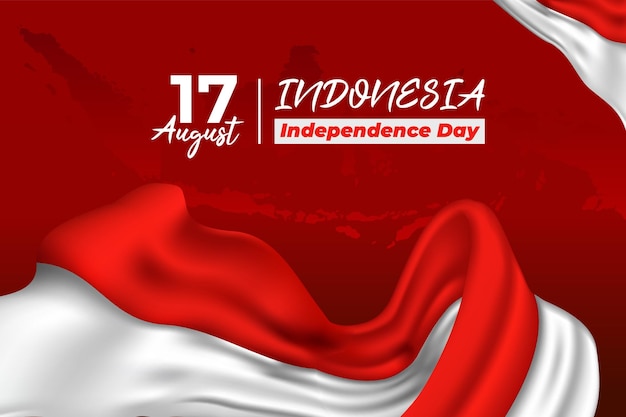 Día de la Independencia de Indonesia bandera roja y blanca weband gráfico plantilla