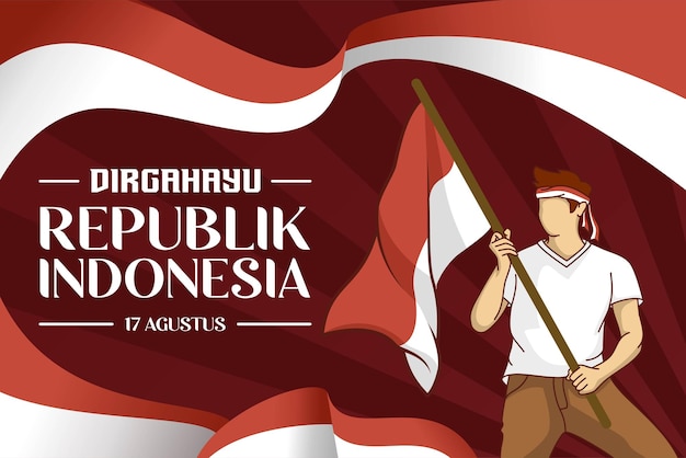 Vector día de la independencia de indonesia dibujado a mano