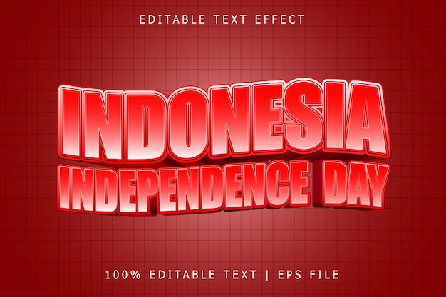 Día de la independencia de indonesia efecto de texto editable 3 dimension relieve estilo moderno