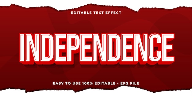 Día de la Independencia de Indonesia Efecto de texto rojo de moda texto editable