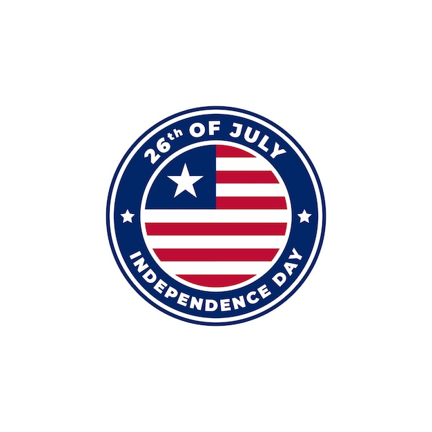 Día de la Independencia de Liberia 26 de julio Insignia del logotipo para la etiqueta Signo Símbolo Sello Emblema Icono Vector