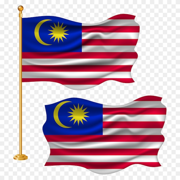 Día de la Independencia de Malasia con la bandera nacional de Malasia agitando la ilustración de la tela elemento png