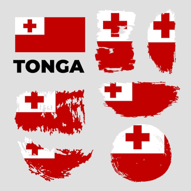 Día de la independencia del país de Tonga Bandera abstracta en forma de pincel