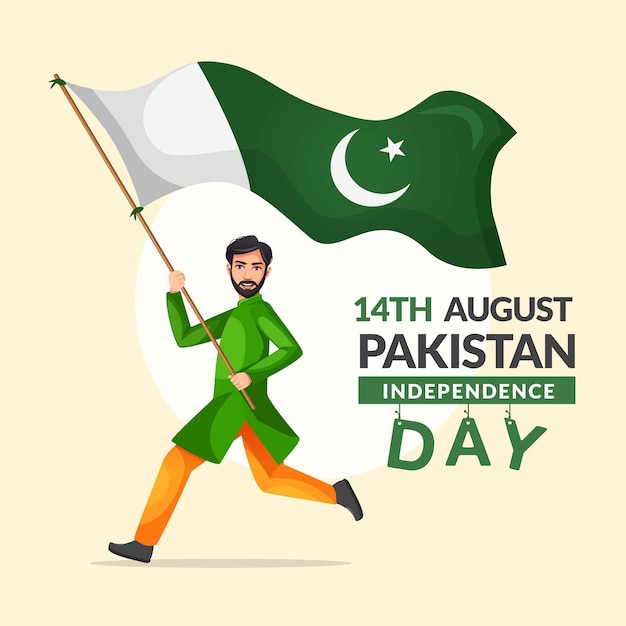 Día de la Independencia de Pakistán 14 de agosto Diseño de plantilla de publicación de ilustración vectorial