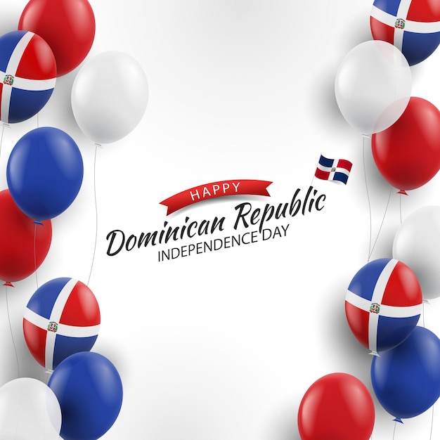 Vector día de la independencia en la república dominicana. fondo con globos