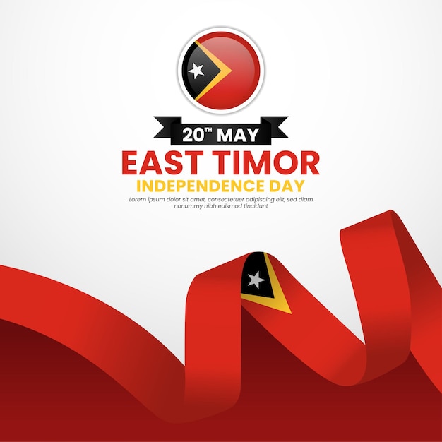 Día de la Independencia de Timor Oriental: estandarte cuadrado de fondo para la celebración nacional con bandera de cinta
