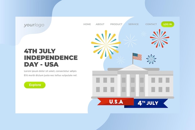 Día de la Independencia - Vector Landing Page