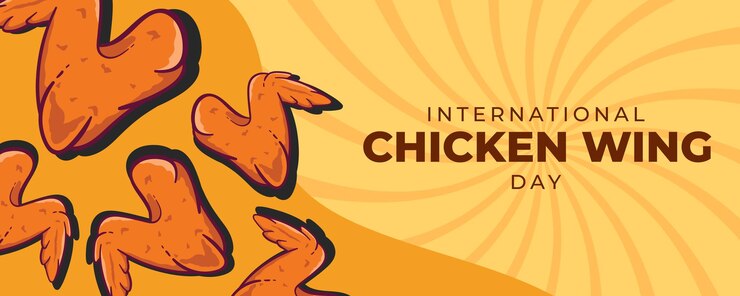 Vector día internacional del ala de pollo el 01 de julio fondo de banner vector de diseño de plantilla de banner horizontal