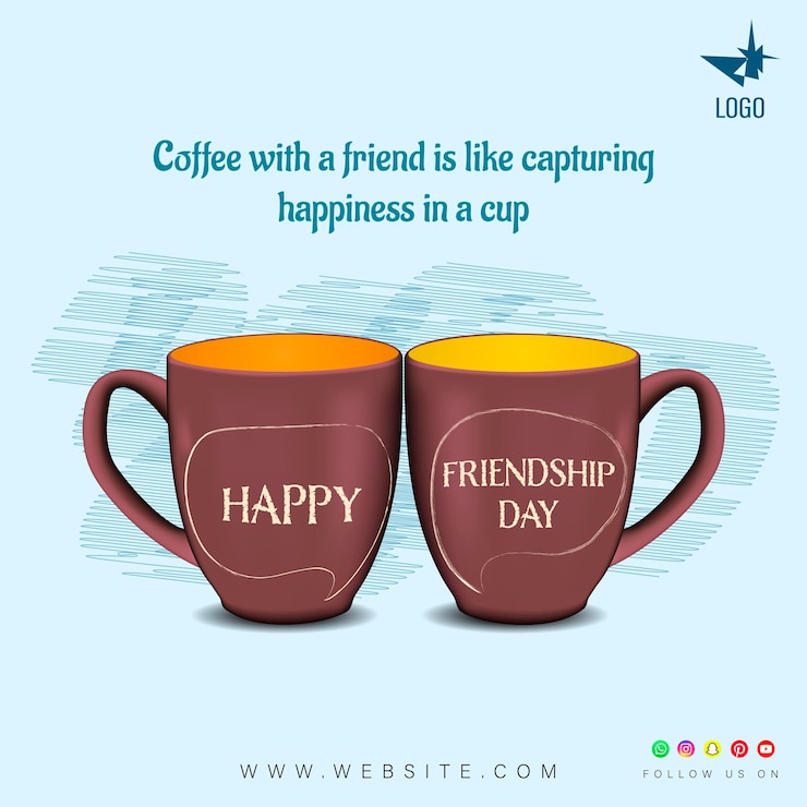 Vector día internacional de la amistad con ilustración de dos tazas.
