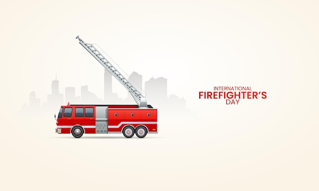 Día Internacional de los Bomberos Diseño de la ciudad del aparato de bomberos para los medios sociales