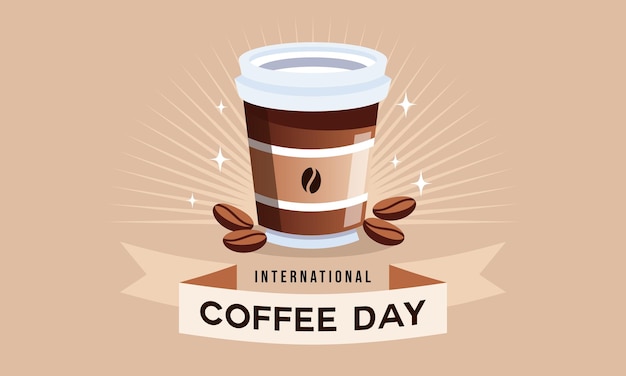Día internacional del café ilustración vector dibujado a mano