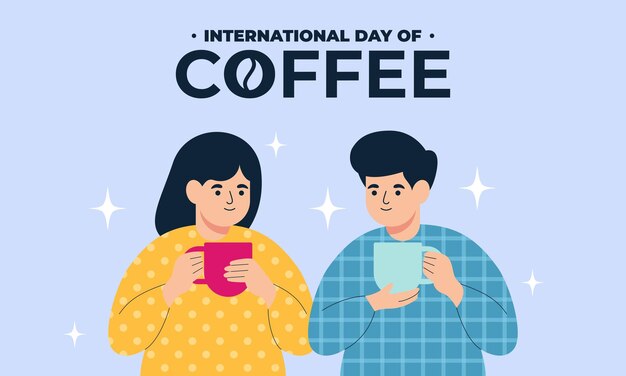 Día internacional del café ilustración vector dibujado a mano