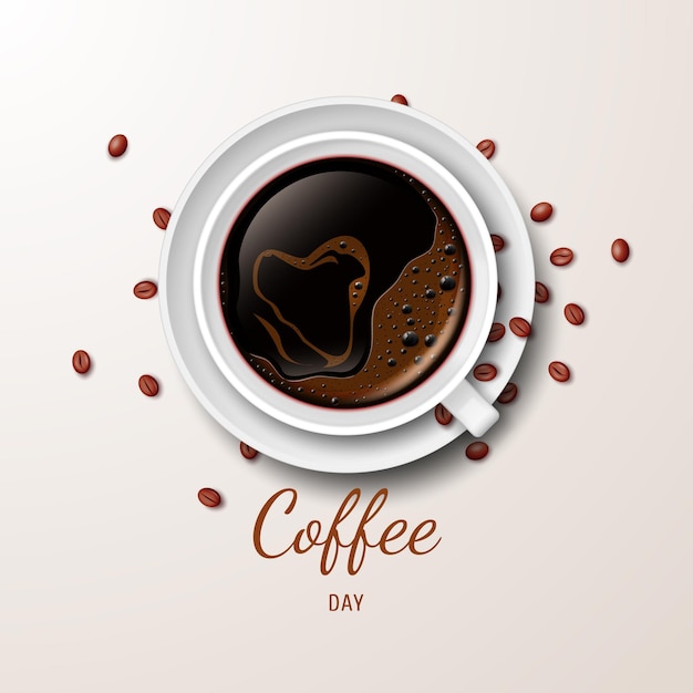 Día Internacional del Café. Ilustración vectorial 3d.