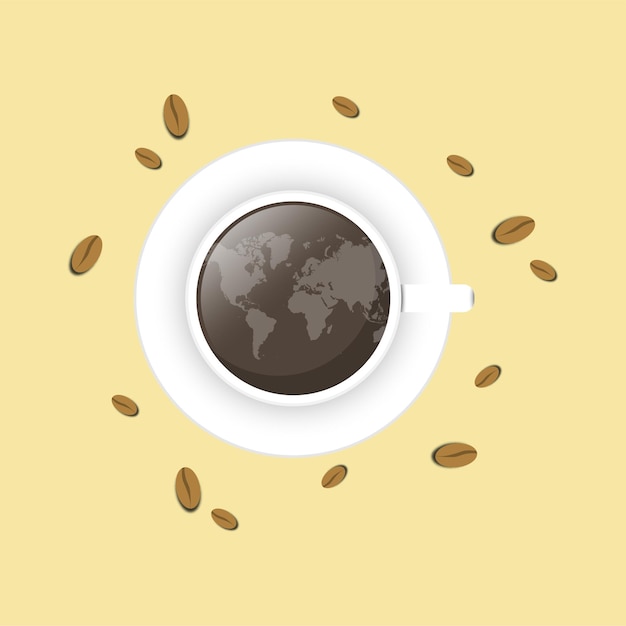 Vector día internacional del café con una taza de café como fondo de pancarta