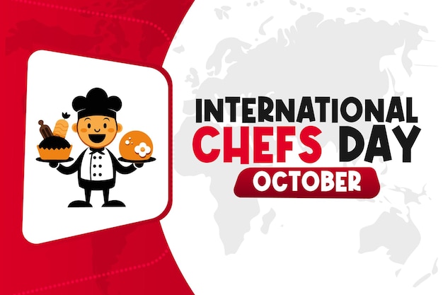 Día Internacional de los Chefs Fondo Celebración culinaria vectorial y diseño de aprecio al chef