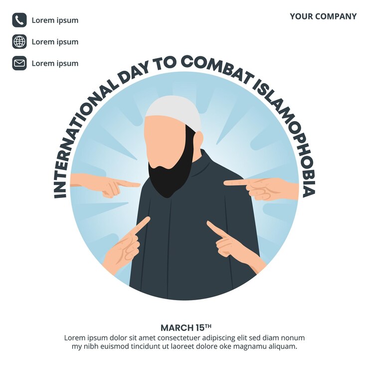 Vector día internacional para combatir la islamofobia diseño con una persona musulmana
