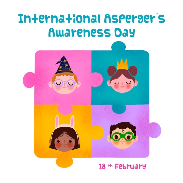 Día internacional de concientización sobre el asperger dibujado a mano