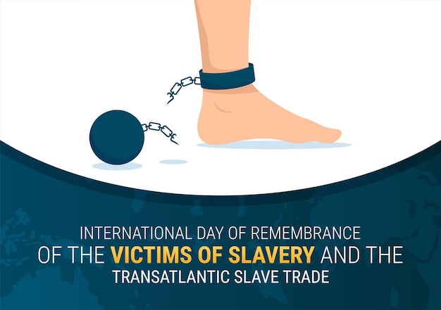 Día internacional de conmemoración de las víctimas de la esclavitud y la trata de esclavos ilustración dibujada a mano