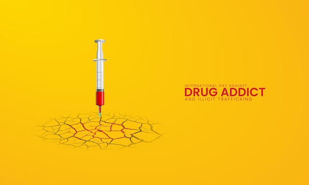 Día internacional contra el adicto a las drogas diseño de carteles para el día del adicto al droga en las redes sociales