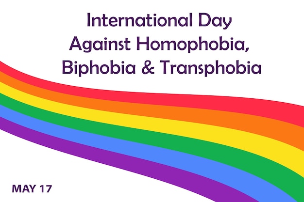 Día Internacional contra la Homofobia, Bifobia y Transfobia el 17 de mayo Plantilla de banner con bandera