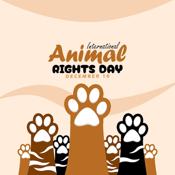 Vector el día internacional de los derechos de los animales se celebrará el 10 de diciembre