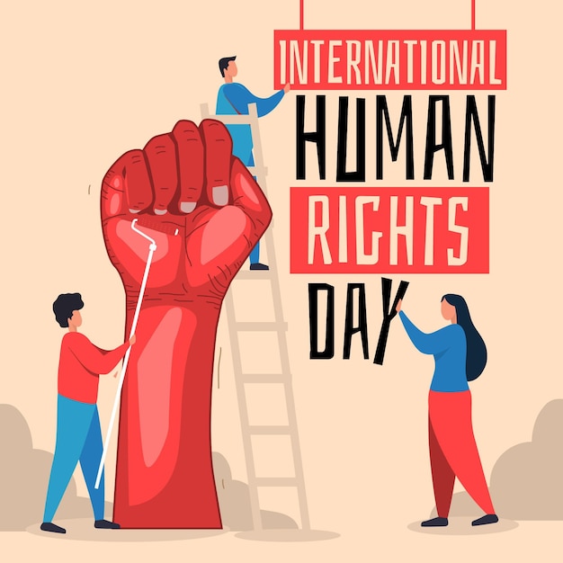 Día internacional de los derechos humanos dibujado a mano