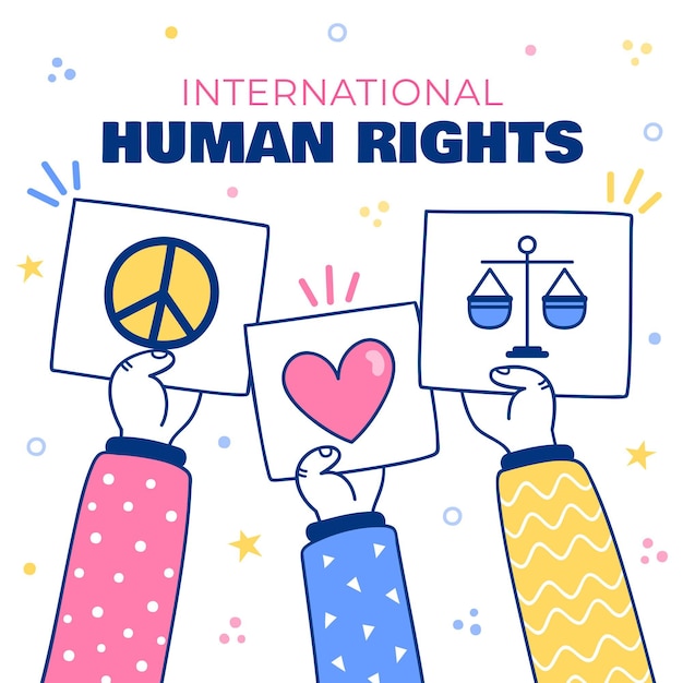 Día internacional de los derechos humanos dibujado a mano