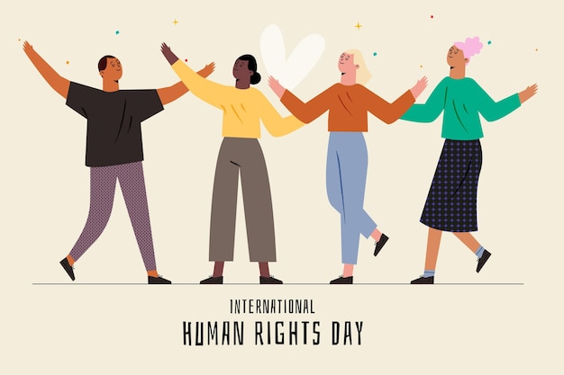 Día internacional de los derechos humanos dibujado a mano