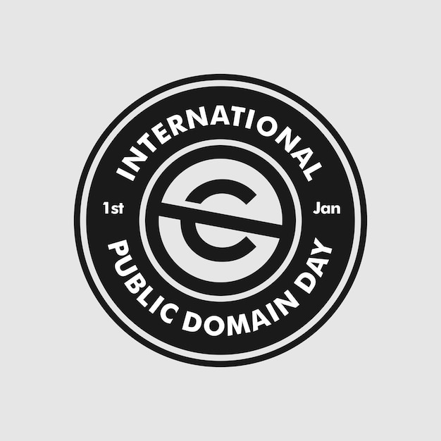 Día internacional del dominio público insignia redonda logo plantilla vector stock