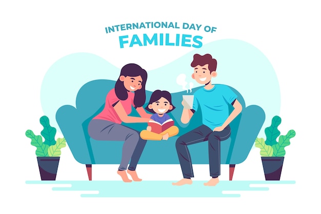 Día internacional de las familias en diseño plano.