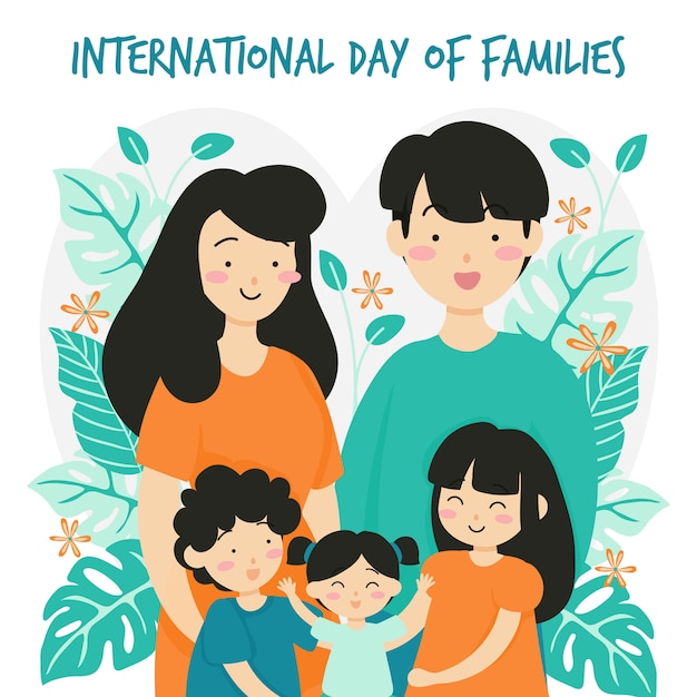Vector día internacional de las familias con fondo de flores